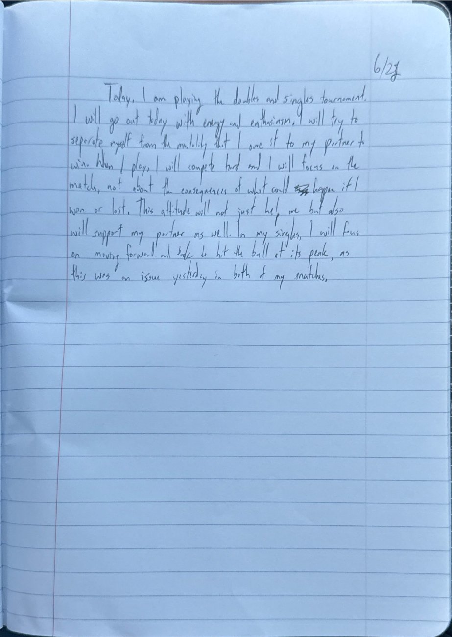 Scan of the handwritten notebook page, June 22, 2025