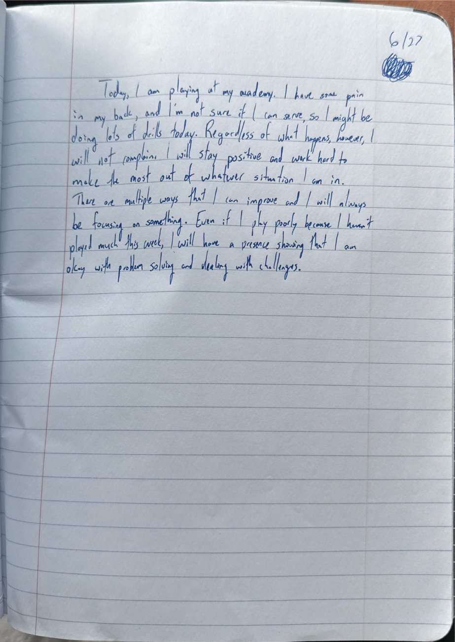 Scan of the handwritten notebook page, June 27, 2025