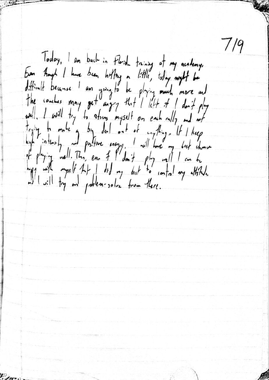 Scan of the handwritten notebook page, July 9, 2025