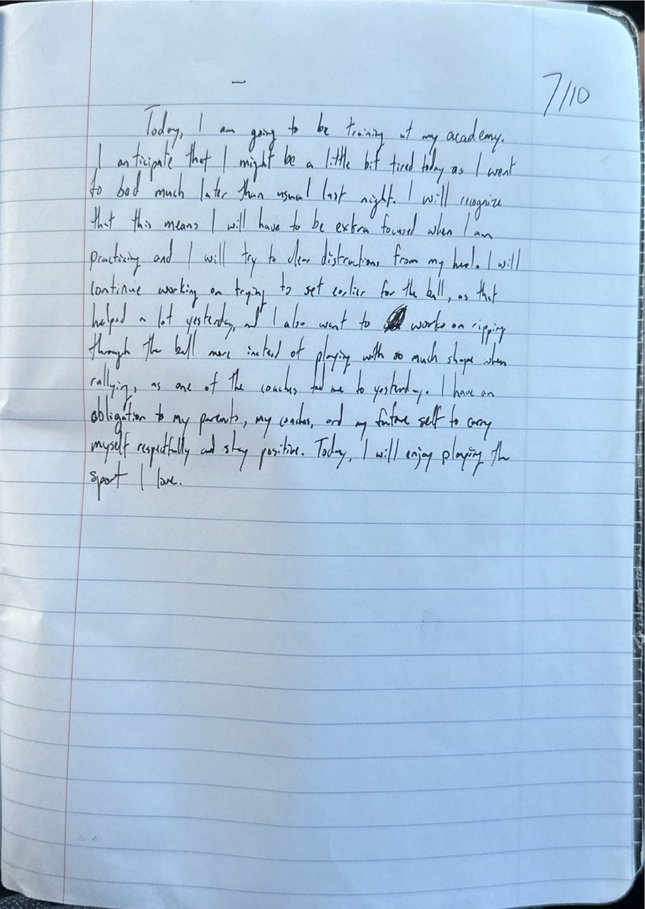 Scan of the handwritten notebook page, July 10, 2025