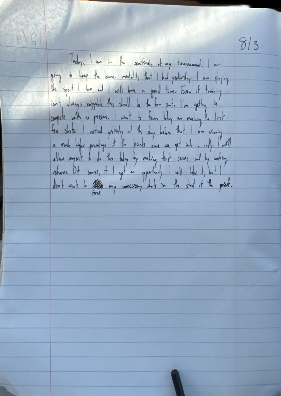 Scan of the handwritten notebook page, August 3, 2025