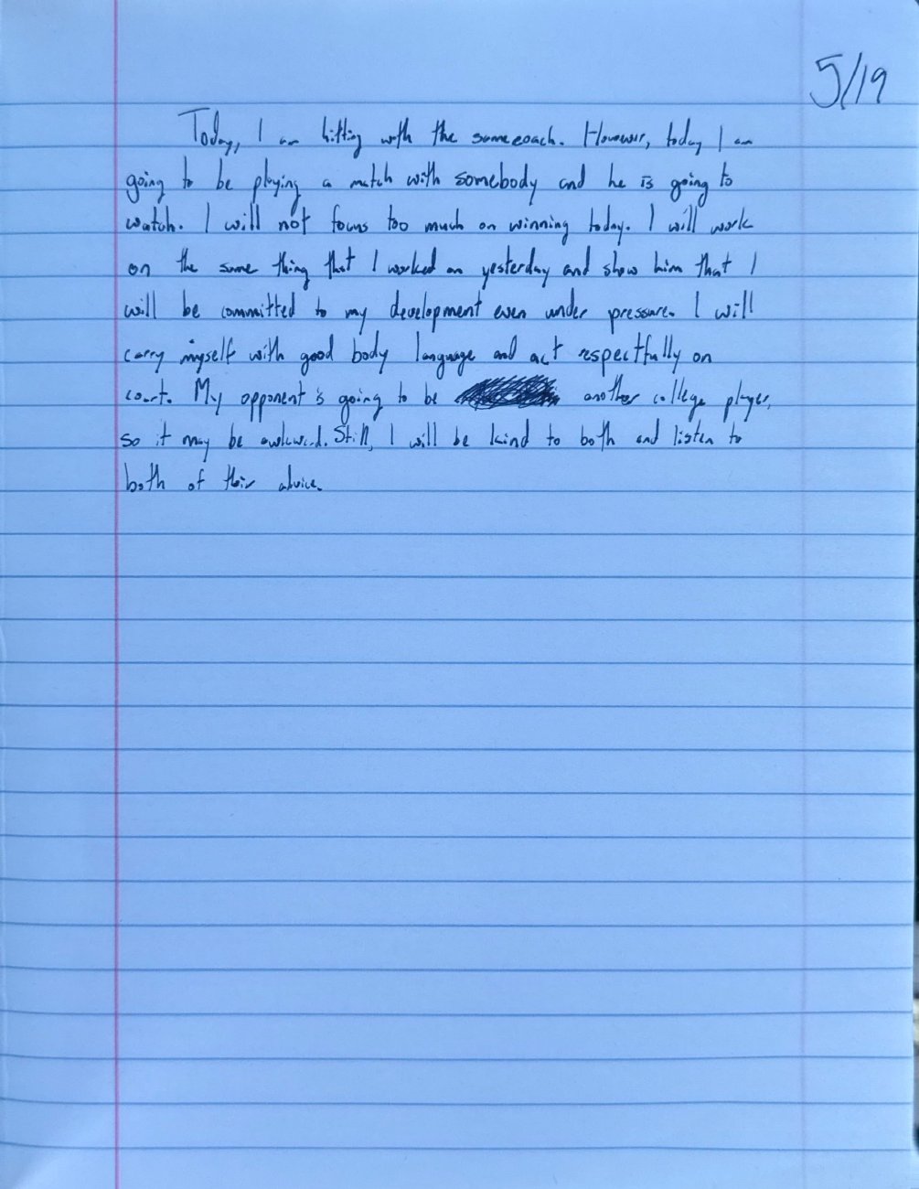 Scan of the handwritten notebook page, August 19, 2025