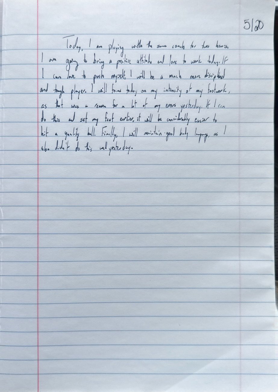 Scan of the handwritten notebook page, August 20, 2025