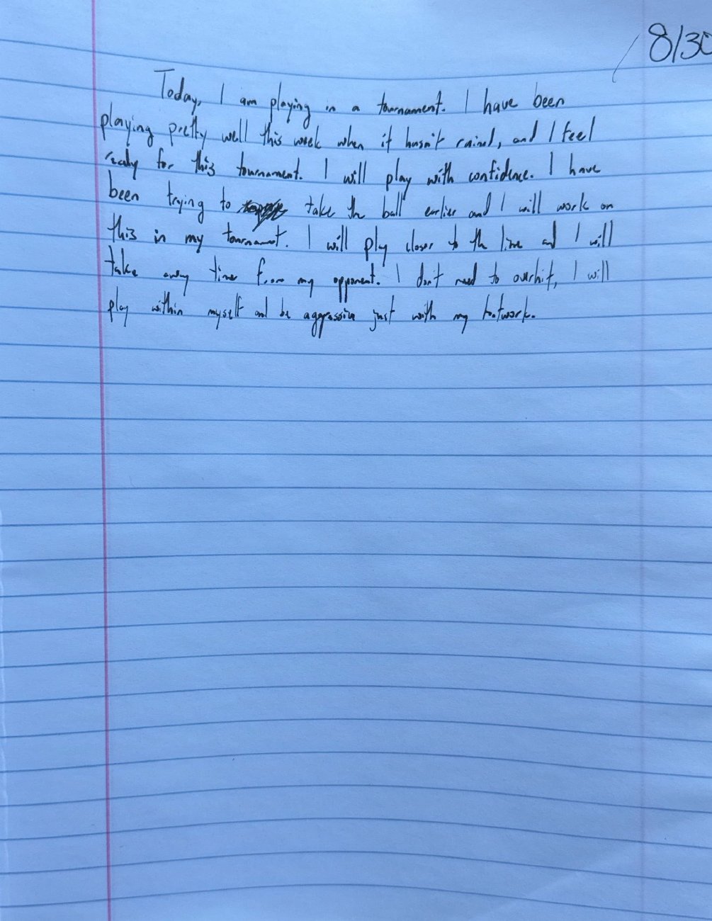 Scan of the handwritten notebook page, August 30, 2025