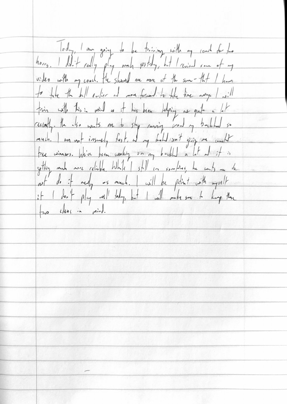 Scan of the handwritten notebook page, September 2, 2025
