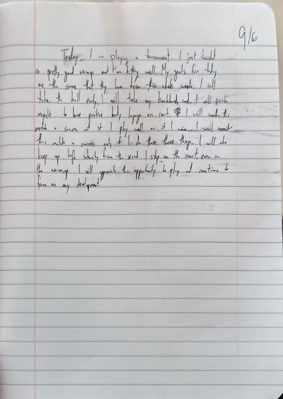 Scan of the handwritten notebook page, September 6, 2025