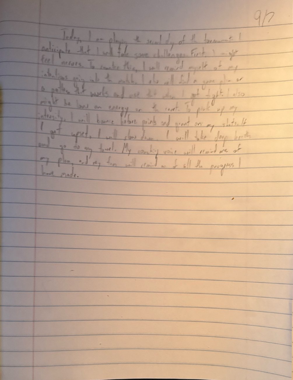 Scan of the handwritten notebook page, September 7, 2025