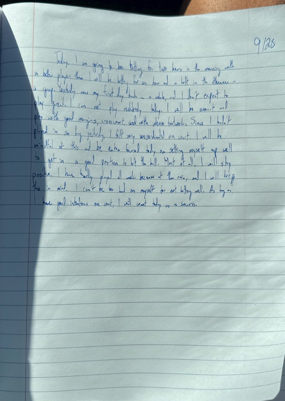 Scan of the handwritten notebook page, September 20, 2025