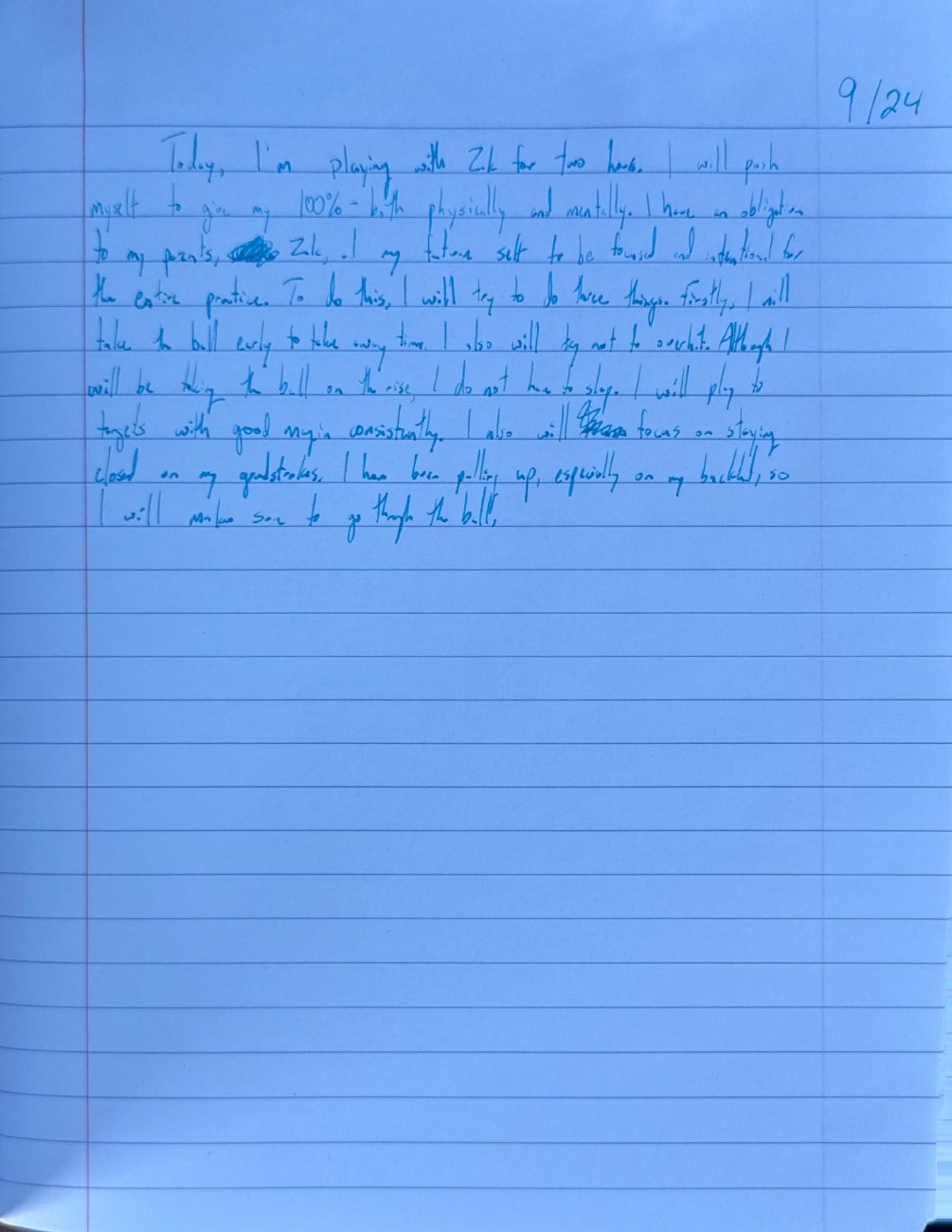 Scan of the handwritten notebook page, September 24, 2025