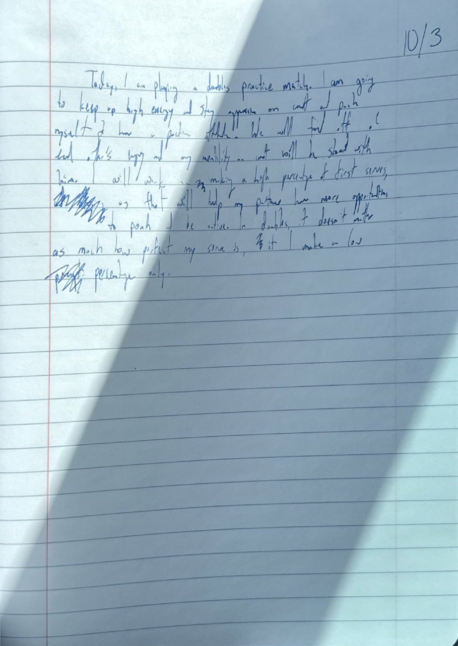Scan of the handwritten notebook page, October 3, 2025