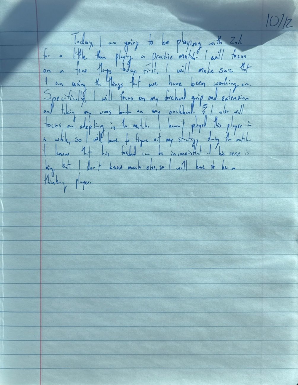 Scan of the handwritten notebook page, October 12, 2025