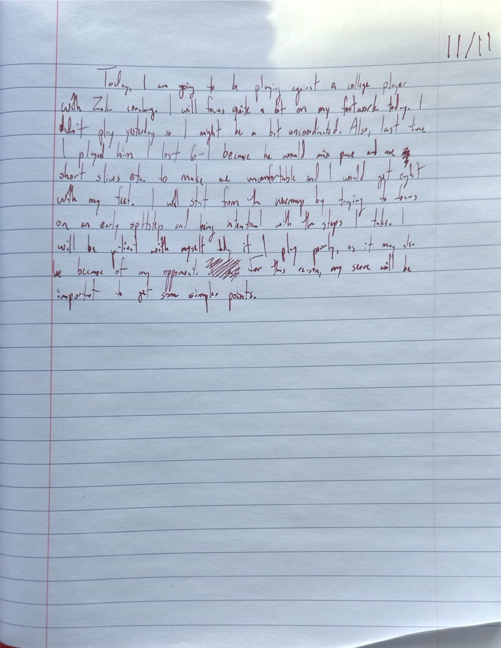 Scan of the handwritten notebook page, November 11, 2025