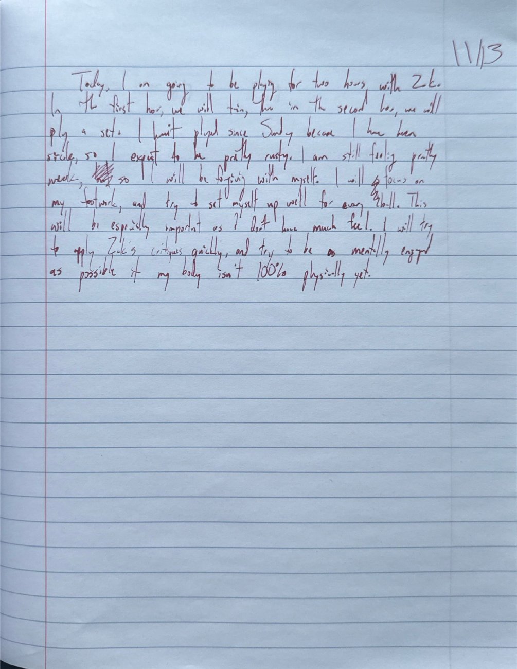 Scan of the handwritten notebook page, November 13, 2025