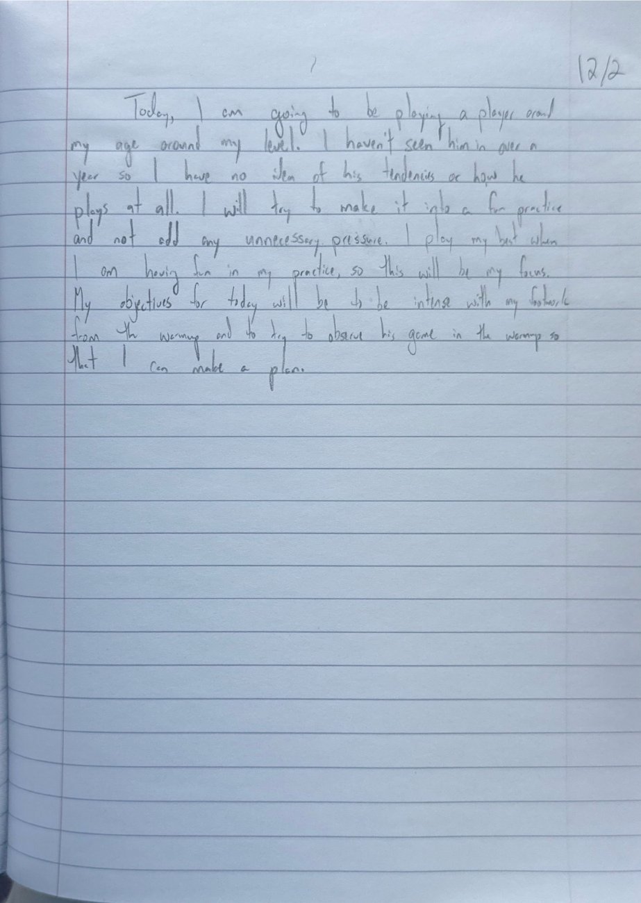Scan of the handwritten notebook page, December 2, 2025