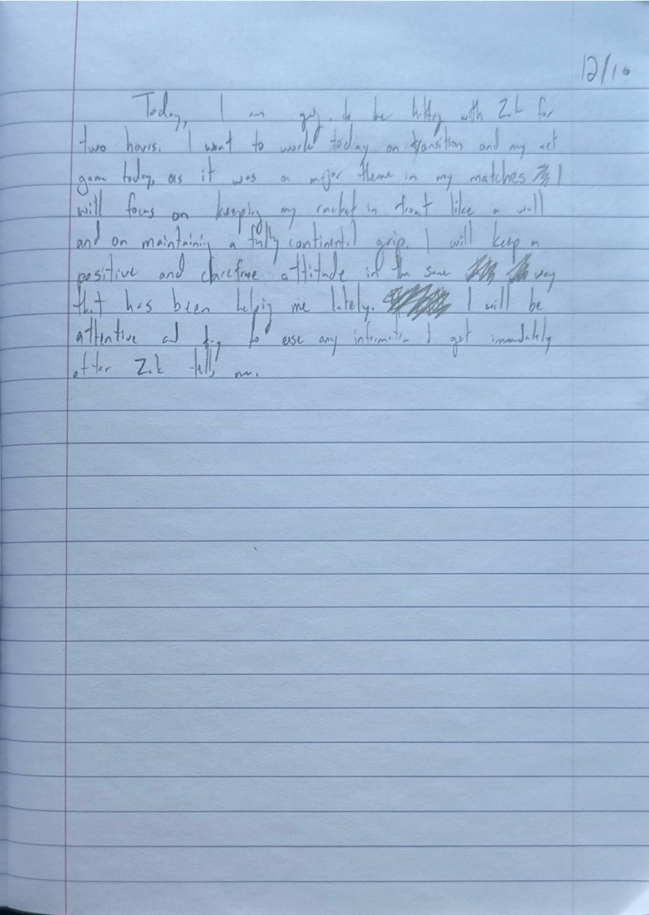 Scan of the handwritten notebook page, December 10, 2025
