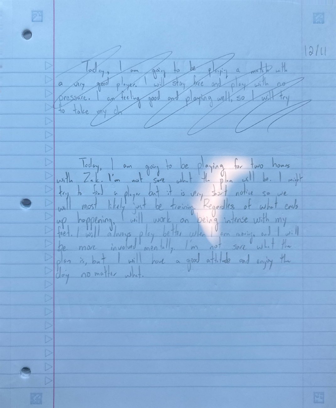 Scan of the handwritten notebook page, December 11, 2025