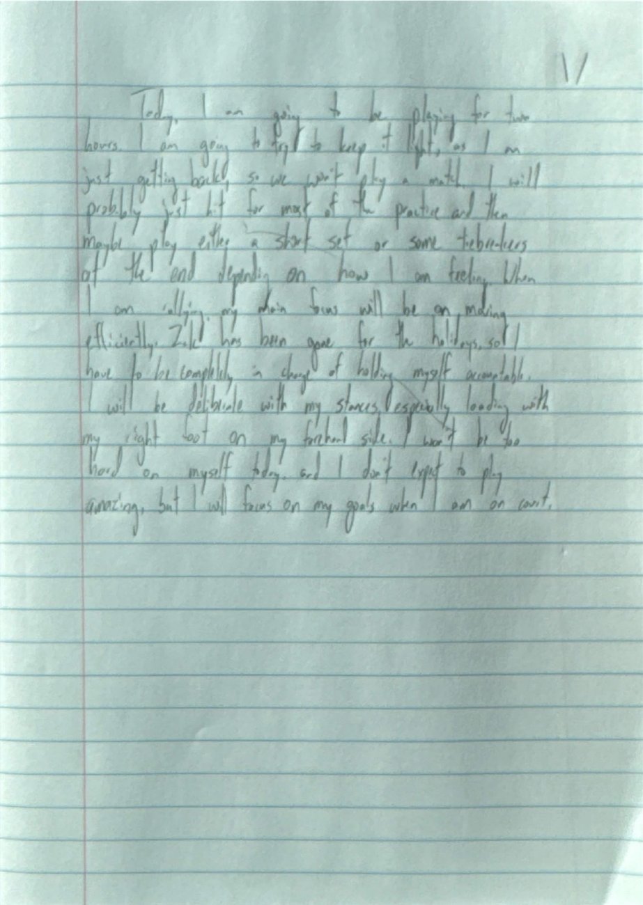 Scan of the handwritten notebook page, January 5, 2026