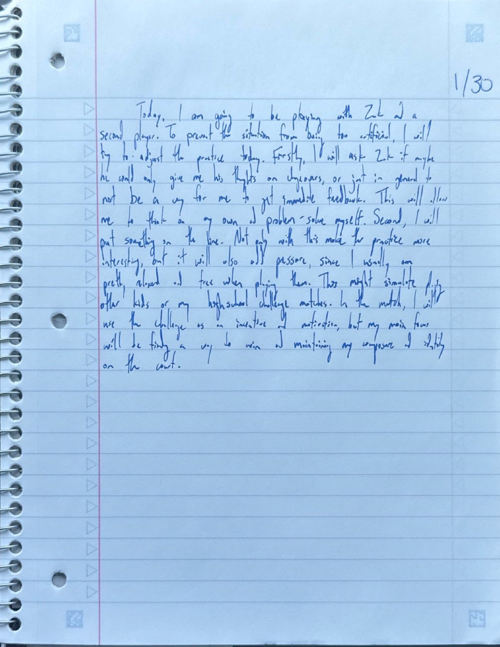Scan of the handwritten notebook page, January 30, 2026