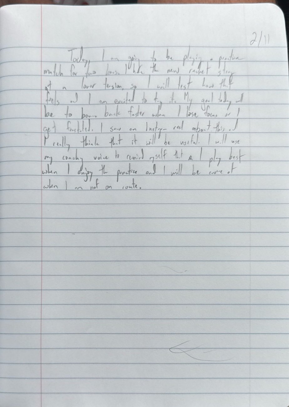Scan of the handwritten notebook page, February 11, 2026