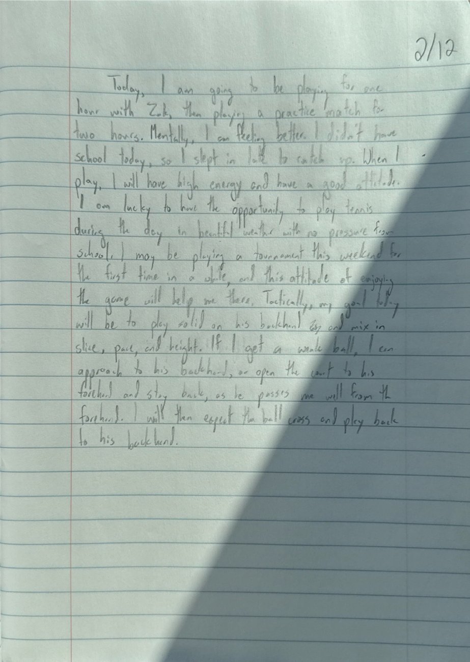 Scan of the handwritten notebook page, February 12, 2026