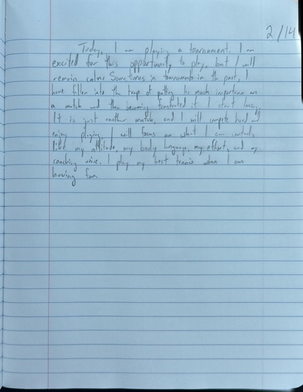 Scan of the handwritten notebook page, February 14, 2026