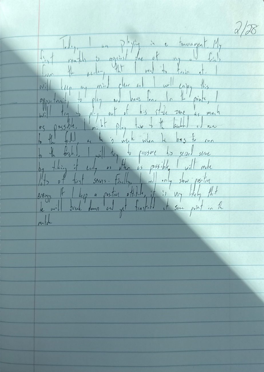 Scan of the handwritten notebook page, February 28, 2026