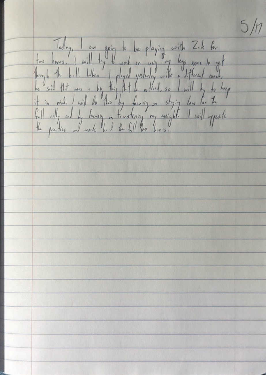 Scan of the handwritten notebook page, May 17, 2026
