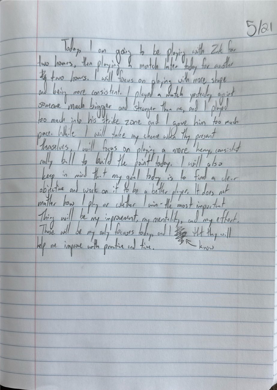 Scan of the handwritten notebook page, May 21, 2026