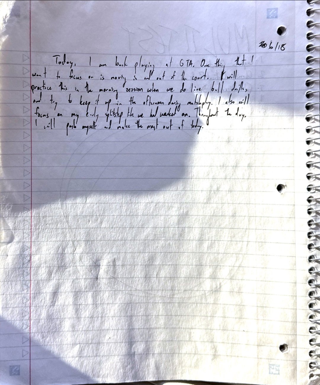 Scan of the handwritten notebook page, June 18, 2026